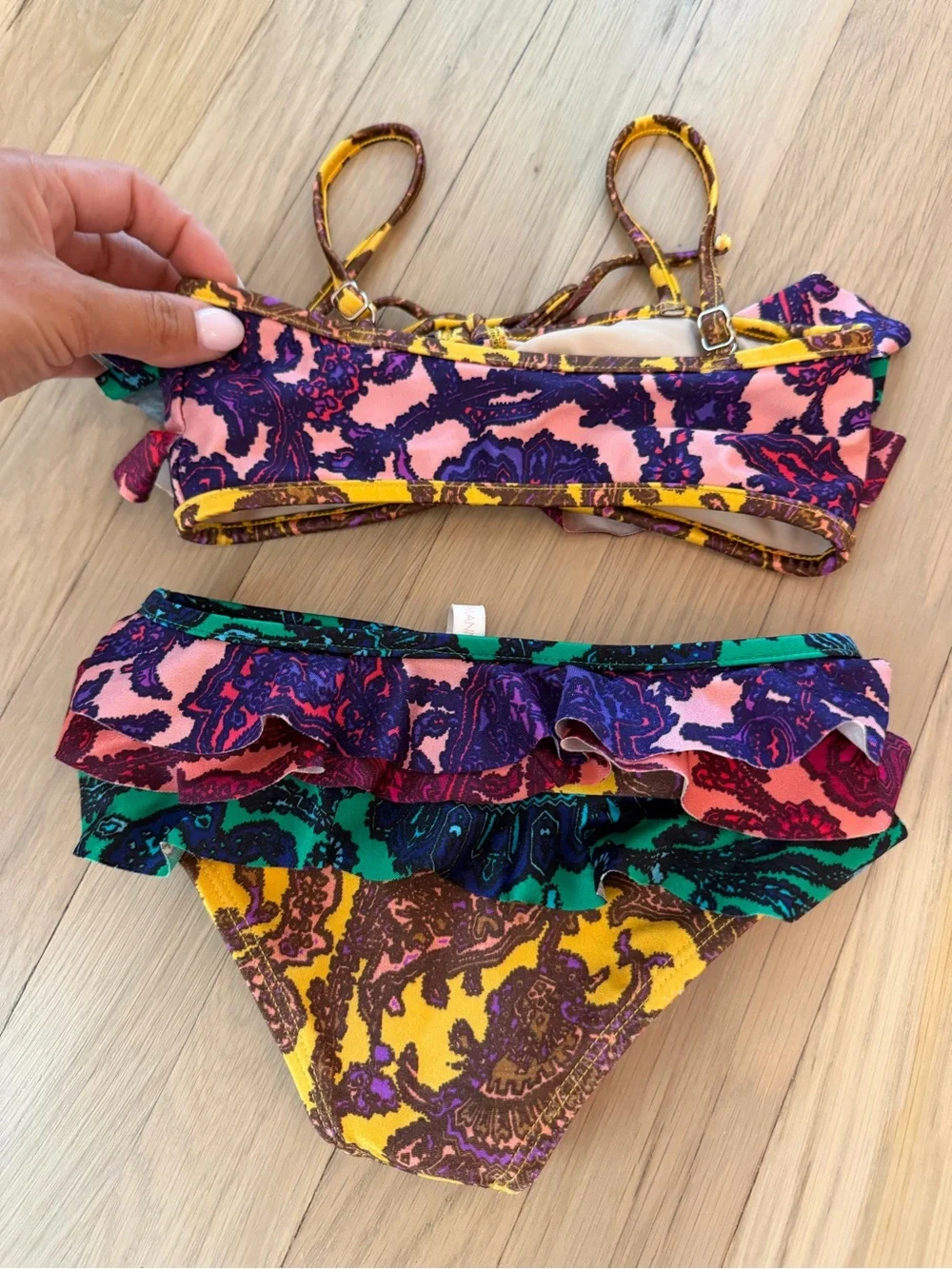 Zimmermann kids ruffle paisley bikini size 4